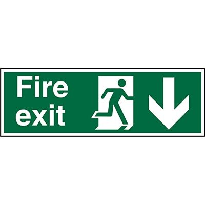 SECO Stewart Superior Sign Fire Exit Arrow Down 450x150mm PVC Ref SP124PVC SECO Stewart Superior Sign Fire Exit Arrow Down 450x150mm PVC Ref SP124PVC