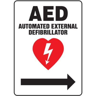 Accuform MFSD419VP Panneau de sécurité en plastique, légende « Défibrillateur externe automatique AED (flèche droite) » avec graphique, 35,6 cm de long x 25,4 cm de largeur x 0,1 cm d'épaisseur, Accuform MFSD419VP Panneau de sécurité en plastique, légende « Défibrillateur externe automatique AED (flèche droite) » avec graphique, 35,6 cm de long x 25,4 cm de largeur x 0,1 cm d'épaisseur,