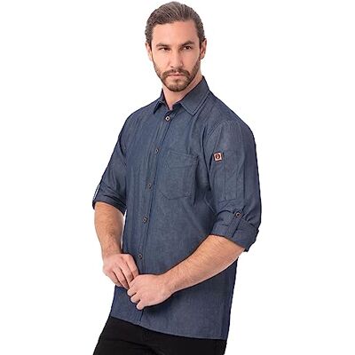 Chef Works skl001-ibl-m Detroit long-sleeve denim Shirt, medium, bleu Chef Works skl001-ibl-m Detroit long-sleeve denim Shirt, medium, bleu