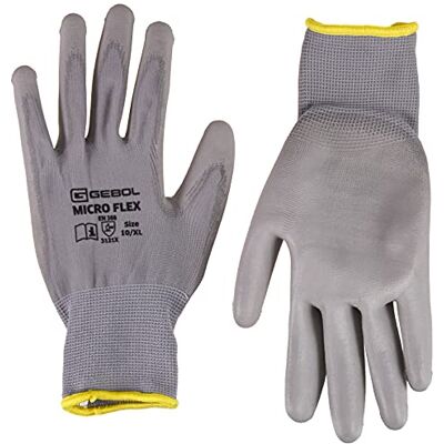 Gebol 709246 MICRO FLEX Paire de gants de travail Gris Taille 12 (XXXL) Maille fine avec revêtement PU Gebol 709246 MICRO FLEX Paire de gants de travail Gris Taille 12 (XXXL) Maille fine avec revêtement PU