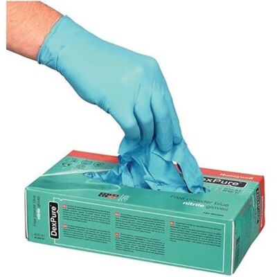 Honeywell Gants jetables en nitrile 4580081-L DexPure 800-81, non poudrés, ambidextres, bleus, 24 cm de long, certifiés pour le contact alimentaire, taille L (lot de 100 gants/50 paires) Honeywell Gants jetables en nitrile 4580081-L DexPure 800-81, non poudrés, ambidextres, bleus, 24 cm de long, certifiés pour le contact alimentaire, taille L (lot de 100 gants/50 paires)