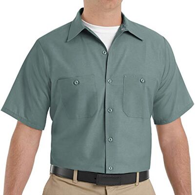 Red Kap Men's Standard Industrial Work Shirt, Regular Fit, Short Sleeve, Light Green, 6X-Large Red Kap Men's Standard Industrial Work Shirt, Regular Fit, Short Sleeve, Light Green, 6X-Large