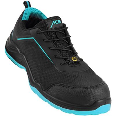ACE Sapphire S1-P Chaussures de sécurité avec embout pour homme et femme Super légères, Turquoise/noir., 46 EU ACE Sapphire S1-P Chaussures de sécurité avec embout pour homme et femme Super légères, Turquoise/noir., 46 EU
