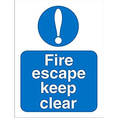 SECO M025srp-150 X 200 150 x 200 mm Autocollant"Fire Escape Keep Clear" Panneau de porte de sécurité – Bleu/Blanc SECO M025srp-150 X 200 150 x 200 mm Autocollant"Fire Escape Keep Clear" Panneau de porte de sécurité – Bleu/Blanc