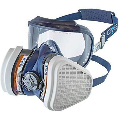 GVS Filter Technology SPR537 Lunettes de protection Elipse Integra + Demi-masque contre les risques organique et la poussière et les vapeurs organiques A2P3, prêt à l'emploi, moyen/grand, bleu GVS Filter Technology SPR537 Lunettes de protection Elipse Integra + Demi-masque contre les risques organique et la poussière et les vapeurs organiques A2P3, prêt à l'emploi, moyen/grand, bleu