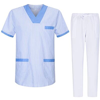 MISEMIYA Ensemble Uniformes Unisexe Blouse Uniforme Médical avec Haut et Pantalon Ref.G713-6802, Céleste T817-4, XXL MISEMIYA Ensemble Uniformes Unisexe Blouse Uniforme Médical avec Haut et Pantalon Ref.G713-6802, Céleste T817-4, XXL