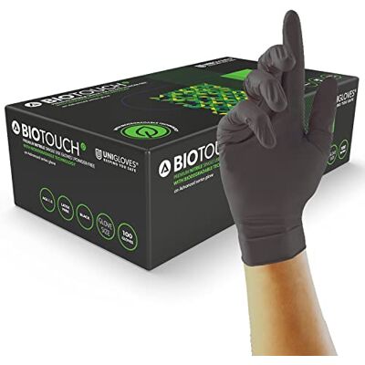 UNIGLOVES BioTouch Nitrile Gants jetables Gants d'examen biodégradables, polyvalents, de qualité médicale Boîte de 100 gants, noir, taille M (GM0093) UNIGLOVES BioTouch Nitrile Gants jetables Gants d'examen biodégradables, polyvalents, de qualité médicale Boîte de 100 gants, noir, taille M (GM0093)