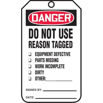 Accuform Signs MDT184CTP Lot de 25 étiquettes de sécurité légende « DANGER DO NOT USE RASON TAGGED », 14,6 cm de long x 8,3 cm de large x 0,0 cm d'épaisseur en papier cartonné PF-noir/blanc Accuform Signs MDT184CTP Lot de 25 étiquettes de sécurité légende « DANGER DO NOT USE RASON TAGGED », 14,6 cm de long x 8,3 cm de large x 0,0 cm d'épaisseur en papier cartonné PF-noir/blanc