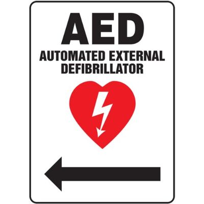 Accuform MFSD420VP Panneau de sécurité en plastique, légende « Défibrillateur externe automatique AED (flèche gauche) » avec graphique, 35,6 cm de long x 25,4 cm de largeur x 0,1 cm d'épaisseur, Accuform MFSD420VP Panneau de sécurité en plastique, légende « Défibrillateur externe automatique AED (flèche gauche) » avec graphique, 35,6 cm de long x 25,4 cm de largeur x 0,1 cm d'épaisseur,