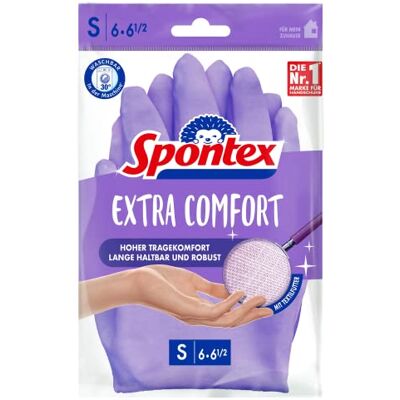 Spontex Extra Comfort Gants de ménage de qualité supérieure avec doublure textile douce Idéal pour tous les travaux de ménage Lavables à 30 °C Taille M (7-7, 5) 1 paire Violets Taille M Spontex Extra Comfort Gants de ménage de qualité supérieure avec doublure textile douce Idéal pour tous les travaux de ménage Lavables à 30 °C Taille M (7-7, 5) 1 paire Violets Taille M