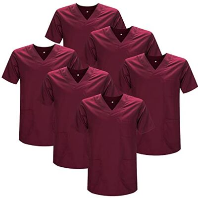 MISEMIYA Pack de 6 unités Casaca sanitaire unisexe médicale infirmière uniforme sanitaire, Grenat 21, 4XL MISEMIYA Pack de 6 unités Casaca sanitaire unisexe médicale infirmière uniforme sanitaire, Grenat 21, 4XL