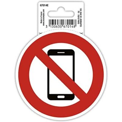 EXACOMPTA Réf. 67014E 1 panneau rond adhésif TÉLÉPHONE MOBILE INTERDIT En PVC traité anti-dérapant et résistant aux UV Diamètre du panneau : 10 cm Coloris rouge EXACOMPTA Réf. 67014E 1 panneau rond adhésif TÉLÉPHONE MOBILE INTERDIT En PVC traité anti-dérapant et résistant aux UV Diamètre du panneau : 10 cm Coloris rouge