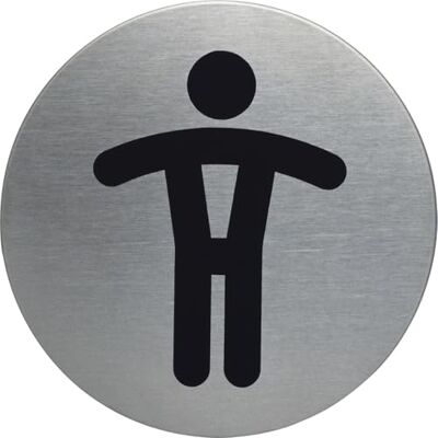 Durable 490523 Plaque de porte Picto ronde (WC hommes, 83 mm) argent métallique Durable 490523 Plaque de porte Picto ronde (WC hommes, 83 mm) argent métallique