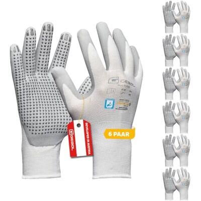 Gebol Multi Flex White Lot de 6 paires de gants de travail en nitrile à picots testés dermatologiquement pour homme, taille XXL (taille 11), blancs, multipack Gebol Multi Flex White Lot de 6 paires de gants de travail en nitrile à picots testés dermatologiquement pour homme, taille XXL (taille 11), blancs, multipack