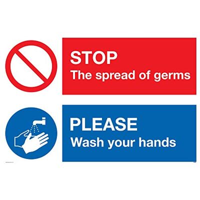 Viking Panneau STOP germs Please wash your hands Plastique semi-rigide 1mm Viking Panneau STOP germs Please wash your hands Plastique semi-rigide 1mm