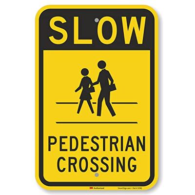 SmartSign Panneau « Slow Pedestrian Crossing » 30,5 x 45,7 cm 3M en aluminium réfléchissant de qualité ingénieur SmartSign Panneau « Slow Pedestrian Crossing » 30,5 x 45,7 cm 3M en aluminium réfléchissant de qualité ingénieur