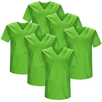 MISEMIYA Pack de 6 unités Casaca sanitaire unisexe médicale infirmière uniforme sanitaire, Vert pomme 21, XS MISEMIYA Pack de 6 unités Casaca sanitaire unisexe médicale infirmière uniforme sanitaire, Vert pomme 21, XS