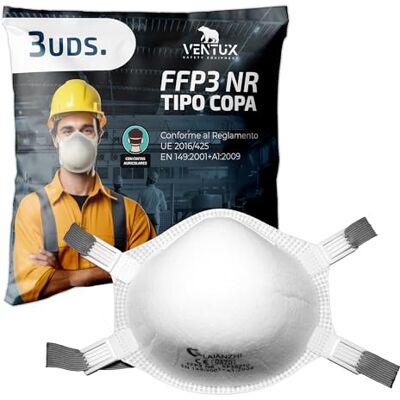 VENTUX SAFETY EQUIPMENT Masque FFP3 3 Pièces – Coque Brides Nuque NR EN 149 Certifié CE VENTUX SAFETY EQUIPMENT Masque FFP3 3 Pièces – Coque Brides Nuque NR EN 149 Certifié CE