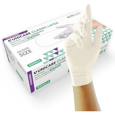 UNIGLOVES UCL1202 Boîte de 100 gants en latex poudrés Taille S UNIGLOVES UCL1202 Boîte de 100 gants en latex poudrés Taille S