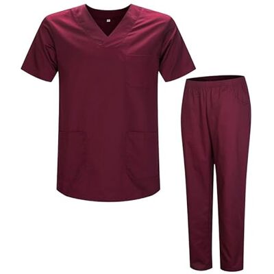 MISEMIYA Ensemble Uniformes Unisexe Blouse Uniforme Médical avec Haut et Pantalon Ref.8178 Large, Grenat 21 MISEMIYA Ensemble Uniformes Unisexe Blouse Uniforme Médical avec Haut et Pantalon Ref.8178 Large, Grenat 21