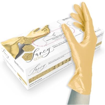 UNIGLOVES FANCY Gold Gants jetables en nitrile, sans poudre et sans latex UNIGLOVES FANCY Gold Gants jetables en nitrile, sans poudre et sans latex