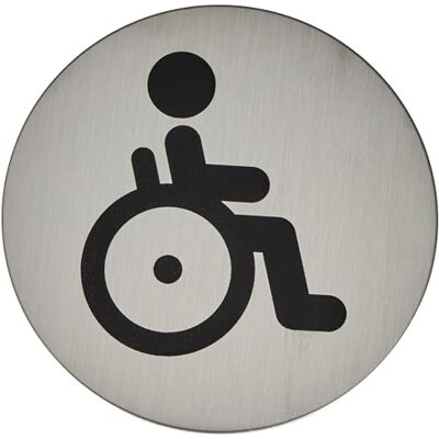 Durable 490623 Plaque de porte Picto ronde, WC pour handicapés, 83 mm, argent métallique Durable 490623 Plaque de porte Picto ronde, WC pour handicapés, 83 mm, argent métallique