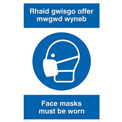 Viking Panneau en vinyle « Rhaid Gwisgo offer Mwgwd Wyneb/Face Masks Must Be Worn » 300 mm H x 200 mm l Viking Panneau en vinyle « Rhaid Gwisgo offer Mwgwd Wyneb/Face Masks Must Be Worn » 300 mm H x 200 mm l