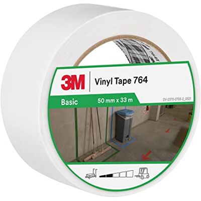 3M Ruban adhésif vinyle 764 usage général, blanc, 50 mm x 33 m 3M Ruban adhésif vinyle 764 usage général, blanc, 50 mm x 33 m