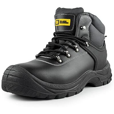 Black Hammer Chaussures de sécurité pour hommes avec embout en acier Bottes de travail en cuir résistantes et légères S3 SRC 1700 Noir (43 EU) Black Hammer Chaussures de sécurité pour hommes avec embout en acier Bottes de travail en cuir résistantes et légères S3 SRC 1700 Noir (43 EU)