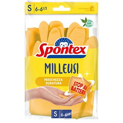 Spontex Casalinghi Milleusi Extra Paire de gants 100% latex avec doublure en coton Jaune Taille au choix Taglia S Spontex Casalinghi Milleusi Extra Paire de gants 100% latex avec doublure en coton Jaune Taille au choix Taglia S