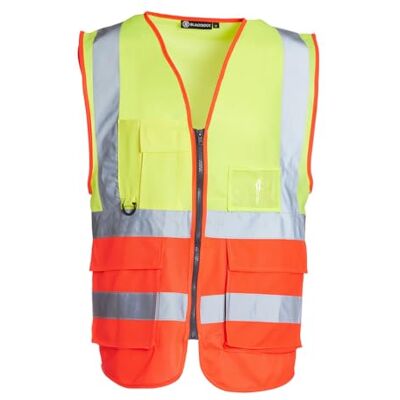 Black rock Blackrock Gilet sans manches haute visibilité, jaune et rouge, entièrement certifié EN – 6XL Black rock Blackrock Gilet sans manches haute visibilité, jaune et rouge, entièrement certifié EN – 6XL