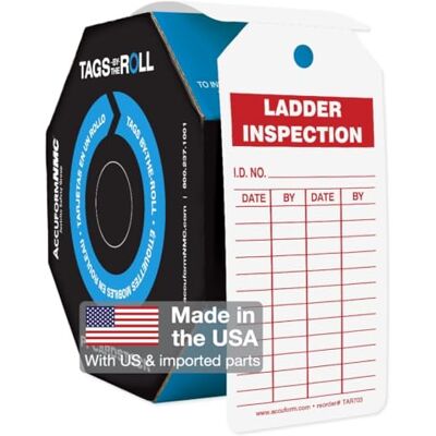 NMC Accuform Lot de 100 étiquettes par rouleau, étiquettes d'inspection d'échelle avec enregistrement, étiquettes d'échelle fabriquées aux États-Unis conformes à l'OSHA, papier cartonné PF imperméable, NMC Accuform Lot de 100 étiquettes par rouleau, étiquettes d'inspection d'échelle avec enregistrement, étiquettes d'échelle fabriquées aux États-Unis conformes à l'OSHA, papier cartonné PF imperméable,