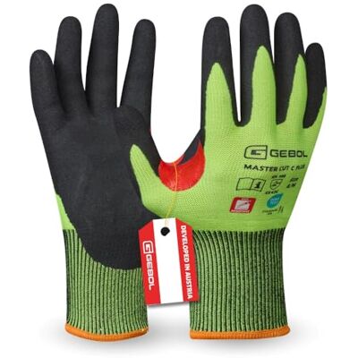 Gebol Master Cut C Plus Gants de travail avec protection contre les coupures Gants en nitrile pour homme et femme Taille M (Gr 8) Jaune fluo 1 paire Gebol Master Cut C Plus Gants de travail avec protection contre les coupures Gants en nitrile pour homme et femme Taille M (Gr 8) Jaune fluo 1 paire