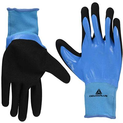 Deltaplus VV636BL10 Gants en polyamide Main revêtue de nitrile Paume revêtue de mousse nitrile Bleu/noir Taille 10 Deltaplus VV636BL10 Gants en polyamide Main revêtue de nitrile Paume revêtue de mousse nitrile Bleu/noir Taille 10