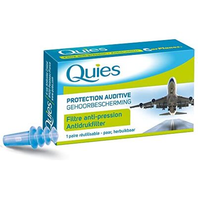 Quies Protection Auditive EarPlanes Filtre anti-pression Adulte boite de 1 paire réutilisable Quies Protection Auditive EarPlanes Filtre anti-pression Adulte boite de 1 paire réutilisable