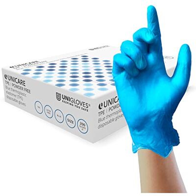 UNIGLOVES Unicare Gants jetables Bleu TPe Pack de 200 Taille moyenne (GS0233) UNIGLOVES Unicare Gants jetables Bleu TPe Pack de 200 Taille moyenne (GS0233)