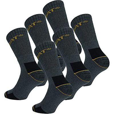 CAT erpillar 6 Paires Chaussettes Travail Mi-Mollet Chaussures de Sécurité Pointe et Talon Renforcé Coton Eponge, Gris, 41-45 EU CAT erpillar 6 Paires Chaussettes Travail Mi-Mollet Chaussures de Sécurité Pointe et Talon Renforcé Coton Eponge, Gris, 41-45 EU