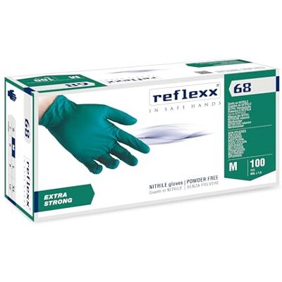 REFLEXX R68/M Lot de 100 gants en nitrile non poudrés Vert Taille M REFLEXX R68/M Lot de 100 gants en nitrile non poudrés Vert Taille M