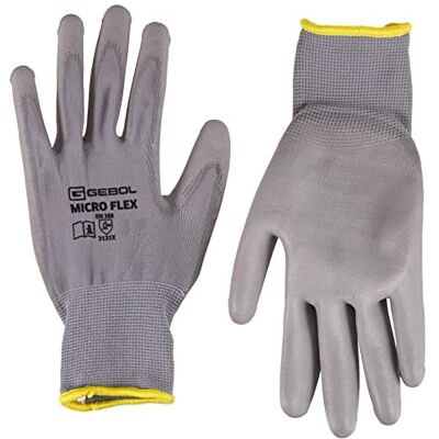 Gebol Micro-Flex 528910 Gants de travail en nylon avec revêtement PU Gris Taille 8 Gebol Micro-Flex 528910 Gants de travail en nylon avec revêtement PU Gris Taille 8
