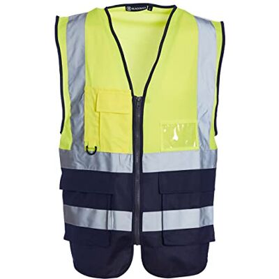 Black rock Blackrock Gilet sans manches haute visibilité jaune et bleu marine, entièrement certifié EN – 2XL Black rock Blackrock Gilet sans manches haute visibilité jaune et bleu marine, entièrement certifié EN – 2XL