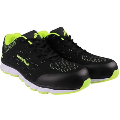 Goodyear Hommes Femmes Unisexe Vêtements de travail Sport Comfort Sole Composite Metal Free Safety Toe & Midsole Travail Security Trainer S1P SRA, Noir/vert, 43 EU Goodyear Hommes Femmes Unisexe Vêtements de travail Sport Comfort Sole Composite Metal Free Safety Toe & Midsole Travail Security Trainer S1P SRA, Noir/vert, 43 EU