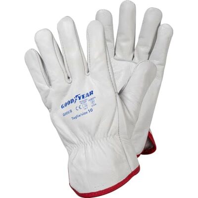 Goodyear Gants en cuir pleine fleur de croupion taille 10 couleur blanche, gants de travail Goodyear Gants en cuir pleine fleur de croupion taille 10 couleur blanche, gants de travail