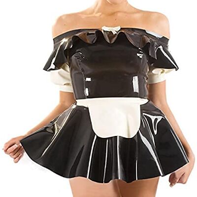 IDOBLO Robe En Latex Avec Poignets Tablier Fermeture À Glissière Au Dos Tube Top Arcs Caoutchouc Uniforme Moulante Combishort,Trans,Jaune Avec Blanc,Grand IDOBLO Robe En Latex Avec Poignets Tablier Fermeture À Glissière Au Dos Tube Top Arcs Caoutchouc Uniforme Moulante Combishort,Trans,Jaune Avec Blanc,Grand