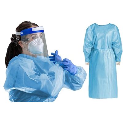 TIGA-MED Lot de 100 blouses de protection jetables entièrement recouvertes de polyéthylène Blouse bleue non tissée d'environ 115 × 138 cm avec poignets renforcés Soin et hygiène TIGA-MED Lot de 100 blouses de protection jetables entièrement recouvertes de polyéthylène Blouse bleue non tissée d'environ 115 × 138 cm avec poignets renforcés Soin et hygiène