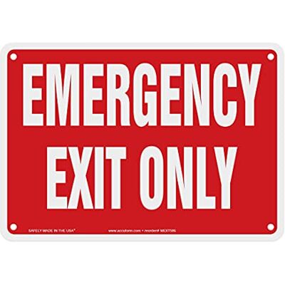 Accuform Signs MEXT586VS Panneau de sécurité en vinyle adhésif avec inscription « Emergency EXIT ONLY », 17,8 cm de long x 25,4 cm de largeur x 0 cm d'épaisseur, blanc sur rouge Accuform Signs MEXT586VS Panneau de sécurité en vinyle adhésif avec inscription « Emergency EXIT ONLY », 17,8 cm de long x 25,4 cm de largeur x 0 cm d'épaisseur, blanc sur rouge