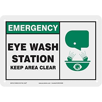 Accuform Panneau de sécurité en plastique, « Emergency Eye WASH Station Keep Area Clear », 17,8 x 25,4 cm, MFSD928VP Accuform Panneau de sécurité en plastique, « Emergency Eye WASH Station Keep Area Clear », 17,8 x 25,4 cm, MFSD928VP