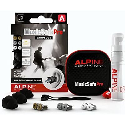 Alpine MusicSafe Pro Bouchons d'oreilles : protections auditives pour musiciens Haute fidélité du son 3 jeux de Ffltres interchangeables Hypoallergénique et réutilisables – Embouts noirs Alpine MusicSafe Pro Bouchons d'oreilles : protections auditives pour musiciens Haute fidélité du son 3 jeux de Ffltres interchangeables Hypoallergénique et réutilisables – Embouts noirs