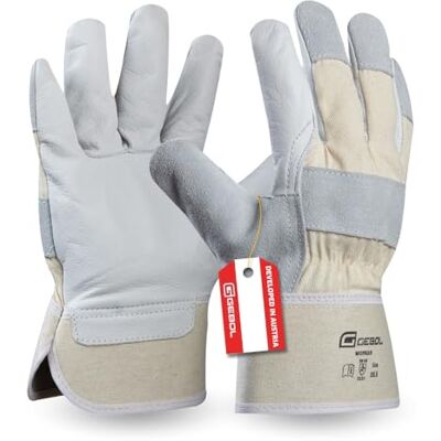 Gebol Worker Gants de travail robustes en cuir pour homme Taille XL (Taille 10,5) Blanc 1 paire Gebol Worker Gants de travail robustes en cuir pour homme Taille XL (Taille 10,5) Blanc 1 paire