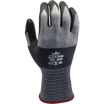 SHOWA 381 Microporeux nitrile Revêtement multi-usages, gris avec paume noire, 9/XL SHOWA 381 Microporeux nitrile Revêtement multi-usages, gris avec paume noire, 9/XL