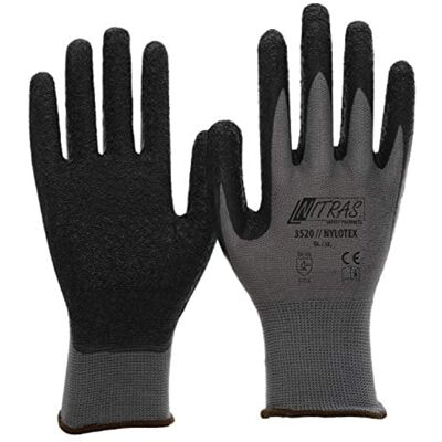 Nitras Nylotex 3520 Lot de 36 paires de revêtement en latex Noir Taille 10 Nitras Nylotex 3520 Lot de 36 paires de revêtement en latex Noir Taille 10